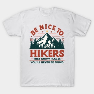 Be Nice to Hikers Embracing Kindness on the Hiking Path T-Shirt